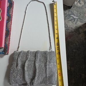 Loeffler Randall Silver Rhinestone Chain Shoulder Clutch